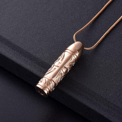 Cross Cylinder Cremation Urn Necklace