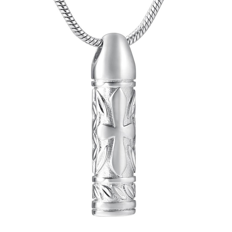 Cross Cylinder Cremation Urn Necklace