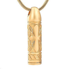 Cross Cylinder Cremation Urn Necklace