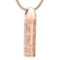 Cross Cylinder Cremation Urn Necklace