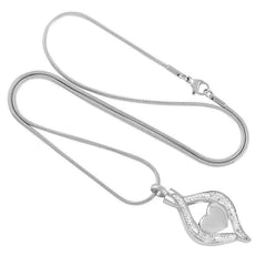 Crystal Teardrop With Heart Cremation Urn Necklace With Rhinestones
