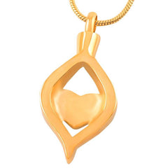 Crystal Teardrop With Heart Cremation Urn Necklace With Rhinestones