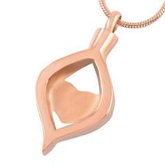 Crystal Teardrop With Heart Cremation Urn Necklace With Rhinestones