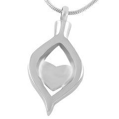 Crystal Teardrop With Heart Cremation Urn Necklace With Rhinestones