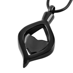 Crystal Teardrop With Heart Cremation Urn Necklace With Rhinestones