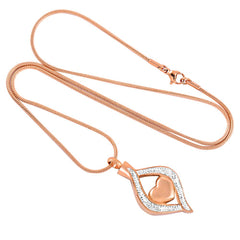 Crystal Teardrop With Heart Cremation Urn Necklace With Rhinestones