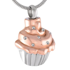 Cupcake Shaped Cremation Urn Necklace