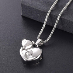 Curled Up Cat Cremation Urn Necklace