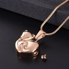 Curled Up Cat Cremation Urn Necklace