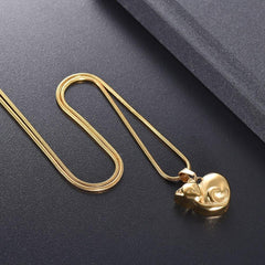Curled Up Cat Cremation Urn Necklace