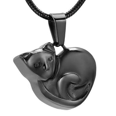 Curled Up Cat Cremation Urn Necklace