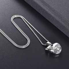 Curled Up Cat Cremation Urn Necklace