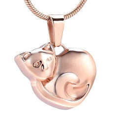 Curled Up Cat Cremation Urn Necklace