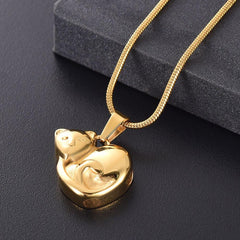 Curled Up Cat Cremation Urn Necklace