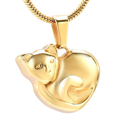 Curled Up Cat Cremation Urn Necklace