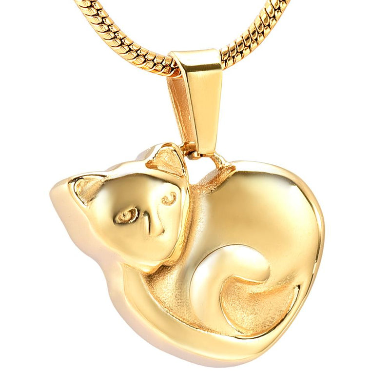 Curled Up Cat Cremation Urn Necklace