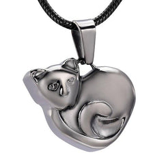 Curled Up Cat Cremation Urn Necklace