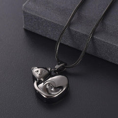 Curled Up Cat Cremation Urn Necklace