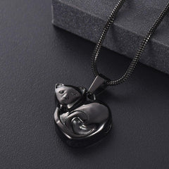 Curled Up Cat Cremation Urn Necklace