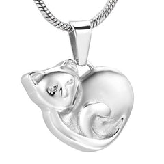 Curled Up Cat Cremation Urn Necklace