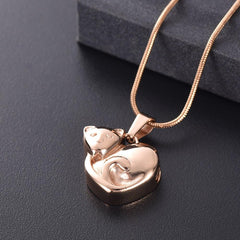 Curled Up Cat Cremation Urn Necklace