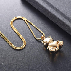 Cute Teddy Bear With Heart Cremation Urn Necklace