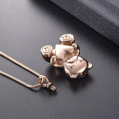 Cute Teddy Bear With Heart Cremation Urn Necklace
