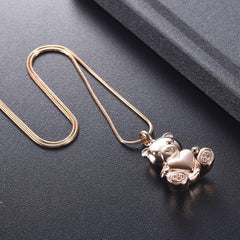 Cute Teddy Bear With Heart Cremation Urn Necklace