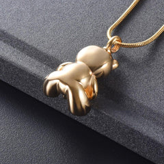 Cute Teddy Bear With Heart Cremation Urn Necklace