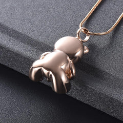 Cute Teddy Bear With Heart Cremation Urn Necklace