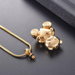 Cute Teddy Bear With Heart Cremation Urn Necklace