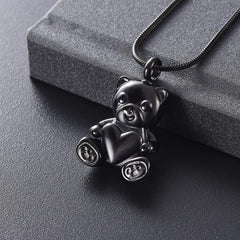 Cute Teddy Bear With Heart Cremation Urn Necklace