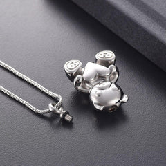 Cute Teddy Bear With Heart Cremation Urn Necklace