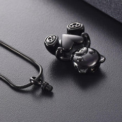 Cute Teddy Bear With Heart Cremation Urn Necklace