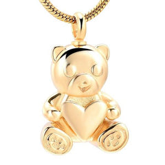 Cute Teddy Bear With Heart Cremation Urn Necklace