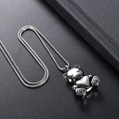 Cute Teddy Bear With Heart Cremation Urn Necklace