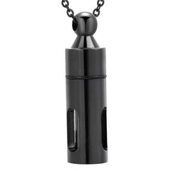 Cylinder Cremation Urn Necklace With Glass Vial
