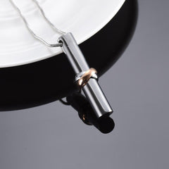 Cylinder Cremation Urn Necklace With Infinity Band Engraved "Together Forever In Loving Memory"