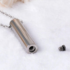 Cylinder Cremation Urn Necklace With Paw Prints