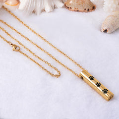 Cylinder Cremation Urn Necklace With Paw Prints