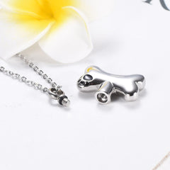 Dog Bone With Paw Print Cremation Urn Necklace