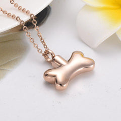 Dog Bone With Paw Print Cremation Urn Necklace