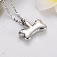 Dog Bone With Paw Print Cremation Urn Necklace