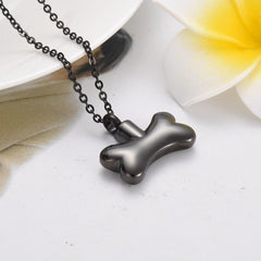 Dog Bone With Paw Print Cremation Urn Necklace
