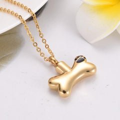 Dog Bone With Paw Print Cremation Urn Necklace