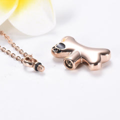 Dog Bone With Paw Print Cremation Urn Necklace