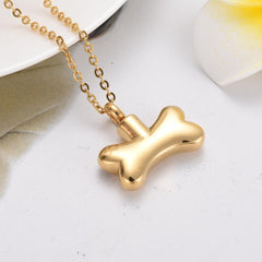 Dog Bone With Paw Print Cremation Urn Necklace