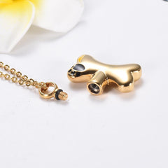 Dog Bone With Paw Print Cremation Urn Necklace