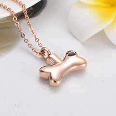 Dog Bone With Paw Print Cremation Urn Necklace