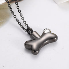 Dog Bone With Paw Print Cremation Urn Necklace